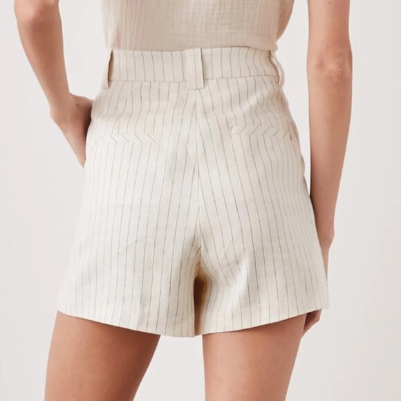 Rails Linen Blend High Rise Ilena Ivory Pinstripe Shorts - Picture 7 of 13
